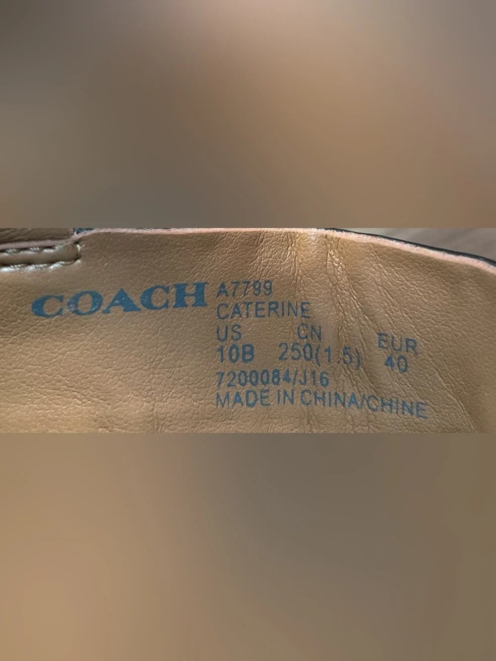 Coach Caterine Black Patent Leather T-Strap Sandals Plaque Gold 10B